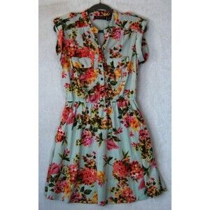 Cottage Core Midi Speed Control Dress Soft Blue Floral Fairy Large
